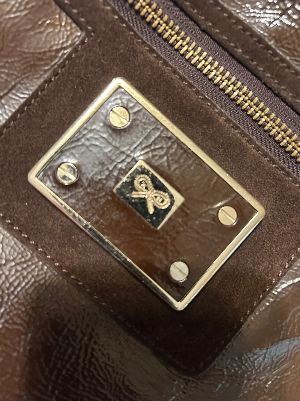 Anya Hindmarch Dark Brown Leather Messenger Shoulder Bag